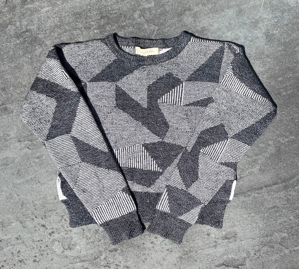Micaela Greg 100% Wool Cropped Geometric Knit Sweater Small | Cool girl fall